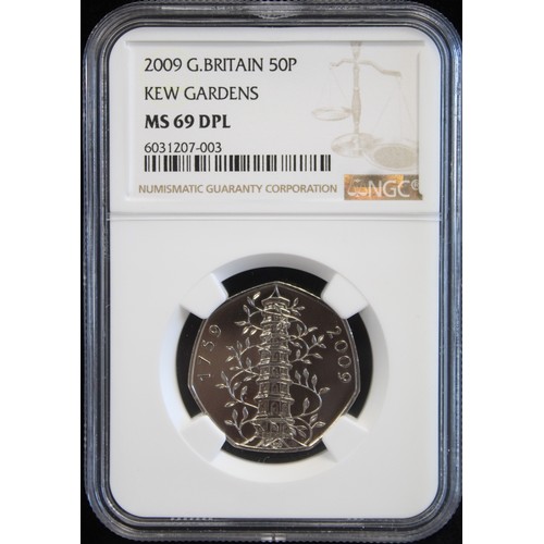 2119 - 2009 Kew Gardens 50p, graded by NGC at MS69DPL (deep proof-like). A superb coin with wonderful eye a... 