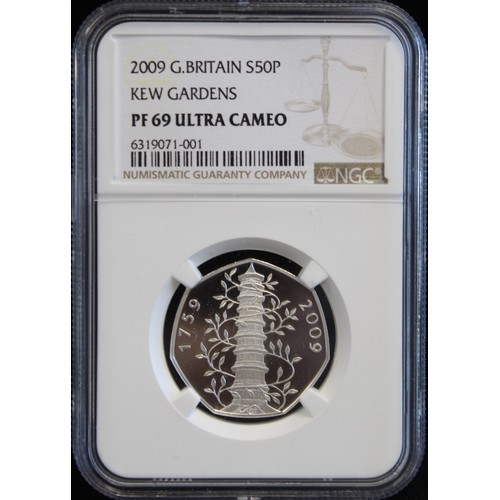 2117 - 2009 Silver proof Kew Gardens 50p. Graded NGC PF69 Ultra Cameo. A signature coin for any serious dec... 