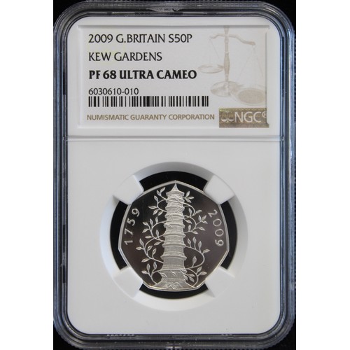 2118 - 2009 Silver proof Kew Gardens 50p. Graded NGC PF68 Ultra Cameo. A superb coin for any serious decima... 