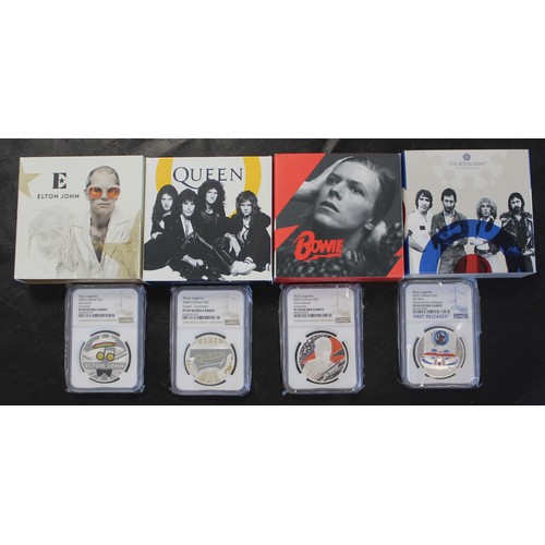 2177 - 2020 & 2021 Music Legends series 1oz silver £2 coins all with colour finish and all graded... 