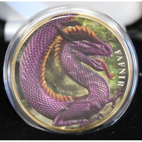 2227 - Germania Mint 2020 Mystic Forest Fafnir. Struck from 1oz fine silver with plated & colour finish... 