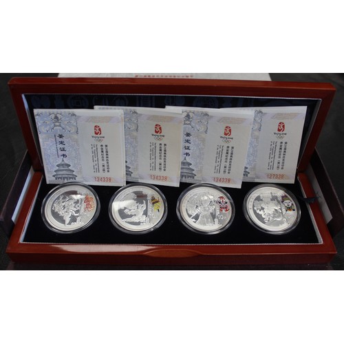 2224 - China 2008 Olympic games 10 yuan silver proof commemorative issues (4) presented in official case an... 