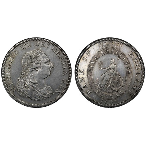 1163 - 1804 Bank of England Dollar of 5 Shilling, George III. Type A/2. Cleaned with some scratches in fiel... 