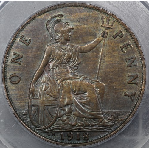 2088 - 1918KN Penny, George V. A key date/mint piece in a strong collectable condition. Streaky obverse ton... 