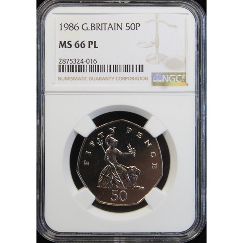 2111 - 1986 50p. Graded NGC MS66PL, proof-like and uncirculated.