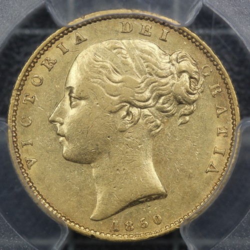 2023 - 1850 Sovereign, Victoria. Inverted A for V in VICTORIA, rated R4 in Marsh. Graded and authenticated ... 