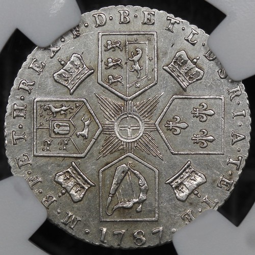 2071 - 1787 Sixpence, George III. Semée of hearts in Hanoverian Arms. Housed in an NGC holder with a non nu... 