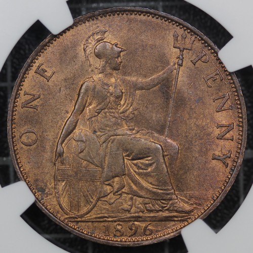 2084 - 1896 Penny, Victoria. Graded NGC MS63RB. 11 teeth date spacing, Gouby BP1896Ac. Lustrous with rich c... 