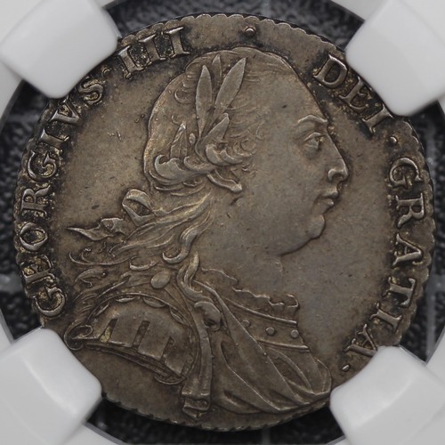 2067 - 1787 Shilling, George III. With semée of hearts, reverse with streaky toning. Graded NGC... 