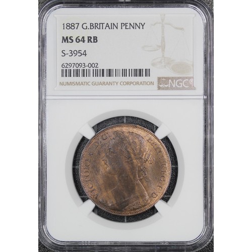 2082 - 1887 Penny, Victoria. Graded NGC MS64RB. An attractive coin with streaky tone and attractive lustre ... 