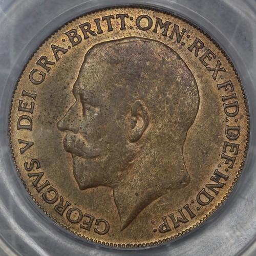 2087 - 1918H Penny, George V. Heaton mint example graded CGS78 with very weak obverse strike. Much original... 