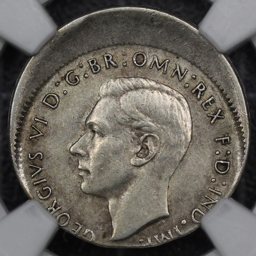 2200 - Australia, 1943D Sixpence, George VI. Minted at the Denver mint in the USA this lovey mint error has... 