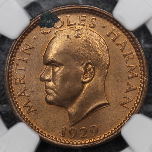 2211 - Lundy, 1929 Half Puffin. Housed in an NGC holder with a non numeric result of UNC details, environme... 