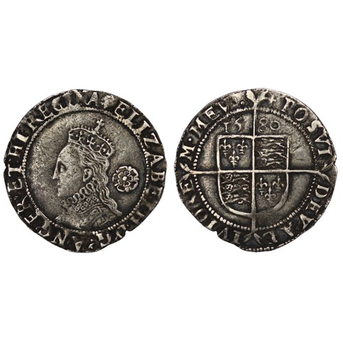 1063 - Elizabeth I (1558-1603) sixpence, rev. mm. plain cross/obv. mm. plain cross possibly over eglantine ... 