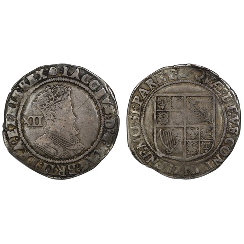 1080 - James I (1603-1625) shilling, mm. rose, c.1605-1606. Second coinage, fourth bust with square beard m... 