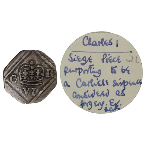 1108 - Charles I coinage of the Civil War 1645-1649. A possibly contemporary siege coin purporting to be a ... 