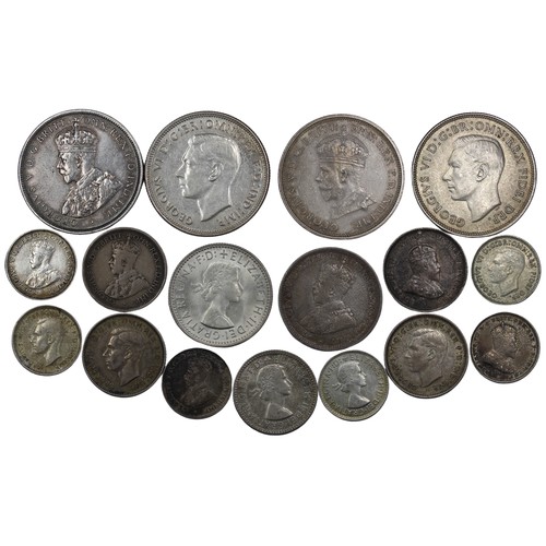 1246 - Coins of Australia (17) comprising florins (1918-M, 1927, 1942, 1951), shillings (1914, 1962), sixpe... 