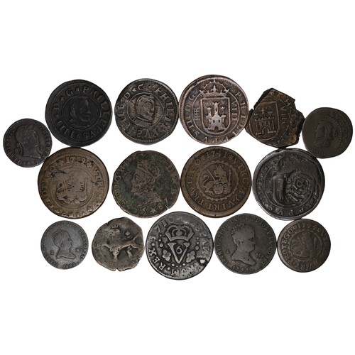 1293 - Coins of Spain (15) all copper issues c.1600-1844. Mixed grades, a number with flaws but a fascinati... 