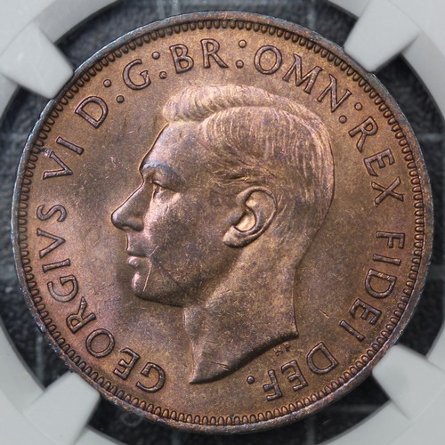 2090 - 1950 Penny, George VI. Key-date issue with a mintage of approx. 240,000 coins. Graded NGC MS64RB wit... 