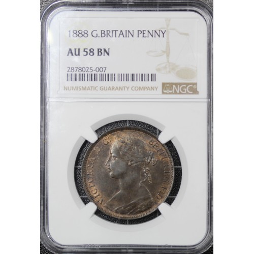 2083 - 1888 Penny, Victoria. Graded NGC AU58BN with streaky tone and some mint colour interspersed. Both I'... 