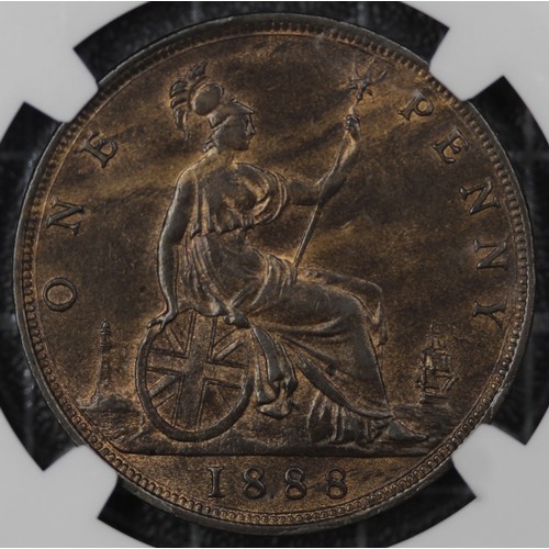 2083 - 1888 Penny, Victoria. Graded NGC AU58BN with streaky tone and some mint colour interspersed. Both I'... 