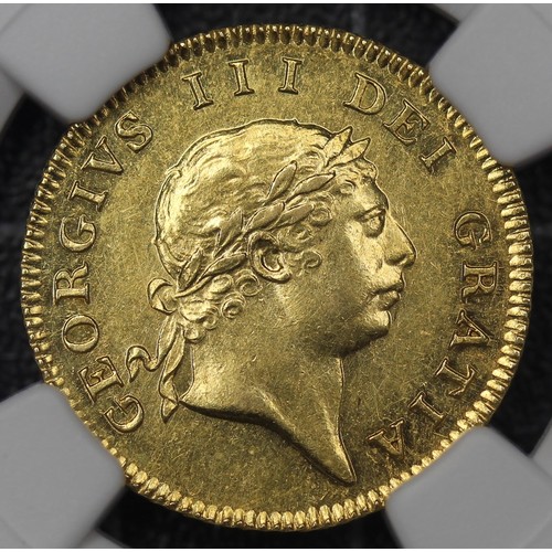 2017 - 1804 ½ Guinea, George III. Graded NGC MS61 with a few surface marks. Vibrant in hand, lustrous, with... 