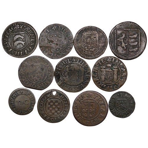 1237 - A selection of 17th century farthing and half penny tokens (11) comprising 1669 Tetbury, 1669 Dorche... 