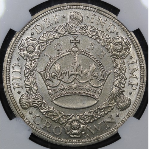 2048 - 1933 Wreath Crown, George V. Graded NGS MS63, aUNC, with mottled tone over peripheral lustre and pre... 