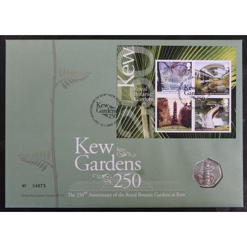 2121 - BUNC 2009 Kew Gardens 50p in official 250th Anniversary PNC/FDC. Choice as issued.