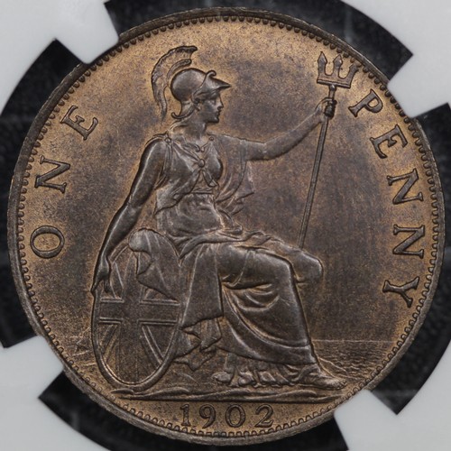 2086 - 1902 Penny, Edward VII. Graded NGC MS64BN however incorrectly attributed as a low tide when it is st... 