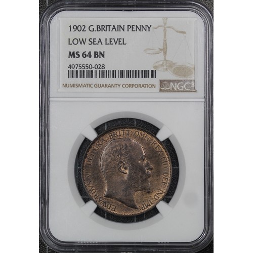 2086 - 1902 Penny, Edward VII. Graded NGC MS64BN however incorrectly attributed as a low tide when it is st... 