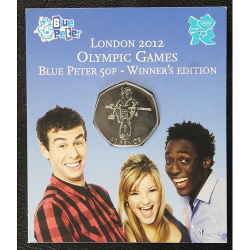 2123 - 2009 Blue Peter Olympic 50p in original card of issue. Scarce issue minted in celebration of the win... 