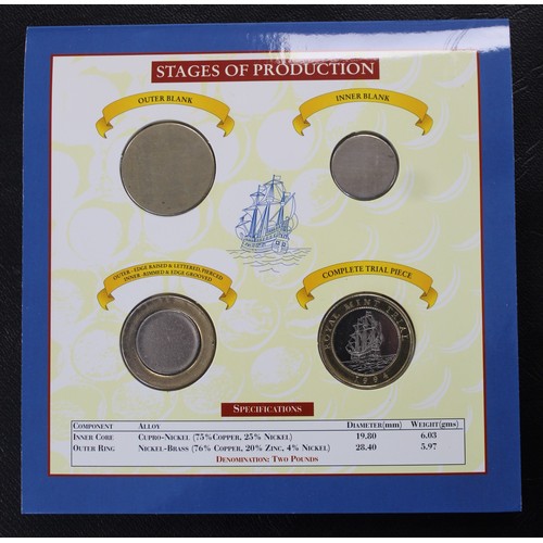 2141 - 1994 Royal Mint Trial £2 coin set in presentation pack. The set demonstrates the stages of mintage o... 