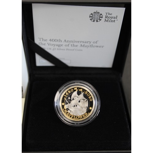 2151 - 2020 Silver proof £2 commemorating the 400th Anniversary of the Mayflower. Light toning to the... 