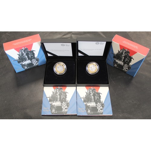 2152 - 2020 75th Anniversary of VE Day £2 silver proof & silver proof piedfort coins. Both cased with C... 