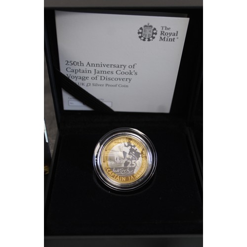 2156 - Silver proof £2 coins (2) with a nautical theme and comprising 2018 James Cook (coin 1 in seri... 