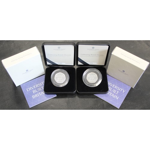 2127 - 2020 Diversity 50p silver proof & silver proof piedfort coins. Both cased with COA's, informatio... 