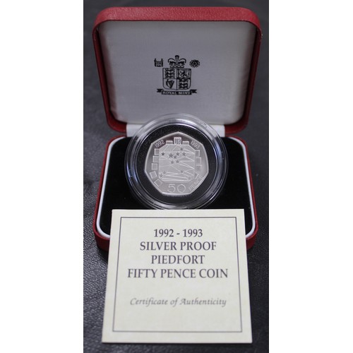 2113 - 1992-1993 Dual date silver proof piedfort 50p commemorating the UK Presidency of the EEC council. Ca... 