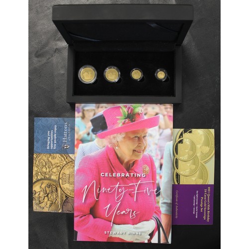 2030 - 2021 Alderney 4-coin sovereign prestige set struck to celebrate the 95th Birthday of Her Majesty The... 