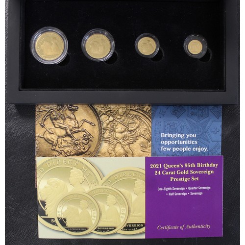 2030 - 2021 Alderney 4-coin sovereign prestige set struck to celebrate the 95th Birthday of Her Majesty The... 