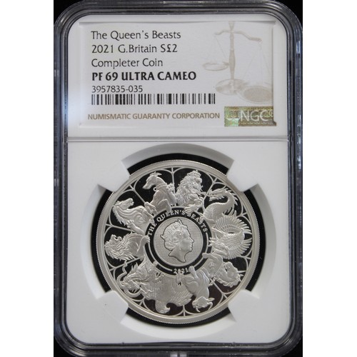 2182 - 2021 Queen's Beasts 1oz Silver Completer. Graded NGC PF69 Ultra Cameo.