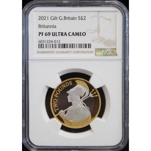 2153 - 2021 Silver proof £2, Britannia reverse. Graded NGC PF69 Ultra Cameo and the joint finest exam... 