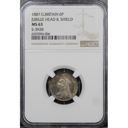 2097 - 1887 Specimen silver year set, crown to threepence, Victoria. All coins graded with NGC, most with d... 