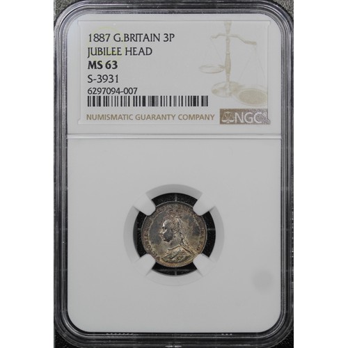 2097 - 1887 Specimen silver year set, crown to threepence, Victoria. All coins graded with NGC, most with d... 