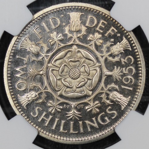 2066 - 1953 Proof florin, Elizabeth II. Graded NGC PF64 Cameo with a few light surface marks. A very attrac... 