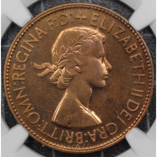 2092 - 1953 Penny, Elizabeth II. Graded NGC PF66RB. Lightly toned in the peripheries otherwise a vibrant an... 