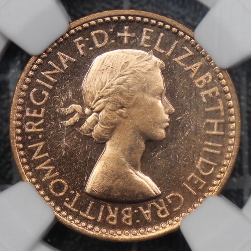 2096 - 1953 Proof Farthing, Elizabeth II. Graded NGC PF63RD Cameo. A number of surface marks throughout. gE... 