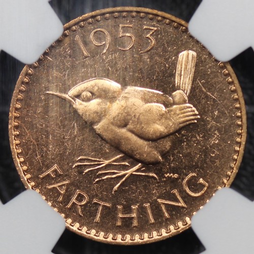 2096 - 1953 Proof Farthing, Elizabeth II. Graded NGC PF63RD Cameo. A number of surface marks throughout. gE... 