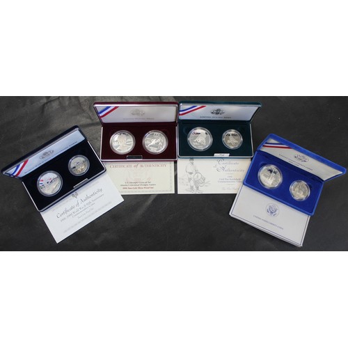 2217 - USA proof 2-coin sets with all dollars struck in silver (4) comprising 1995 Atlanta Olympics set wit... 