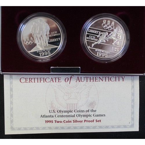 2217 - USA proof 2-coin sets with all dollars struck in silver (4) comprising 1995 Atlanta Olympics set wit... 